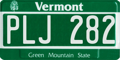 VT license plate PLJ282