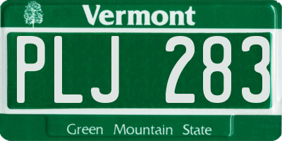 VT license plate PLJ283