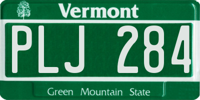 VT license plate PLJ284
