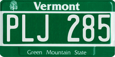 VT license plate PLJ285