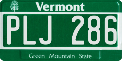 VT license plate PLJ286