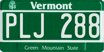 VT license plate PLJ288
