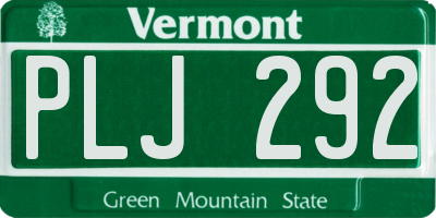 VT license plate PLJ292