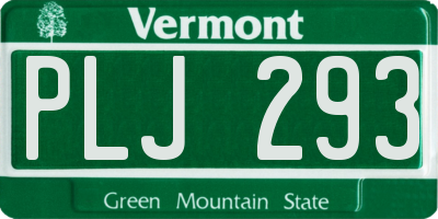 VT license plate PLJ293
