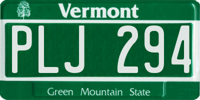 VT license plate PLJ294