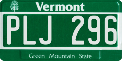 VT license plate PLJ296