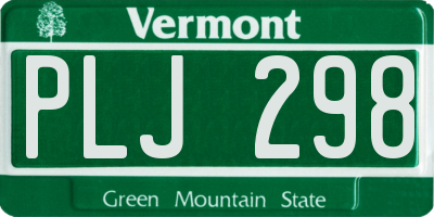 VT license plate PLJ298