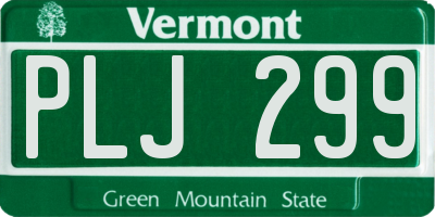 VT license plate PLJ299