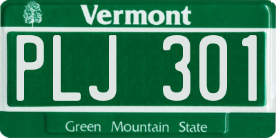 VT license plate PLJ301