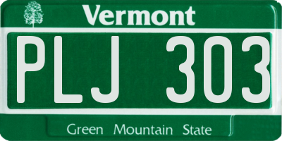 VT license plate PLJ303