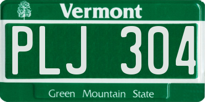 VT license plate PLJ304