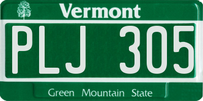 VT license plate PLJ305