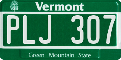 VT license plate PLJ307