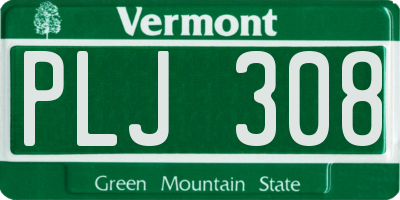 VT license plate PLJ308