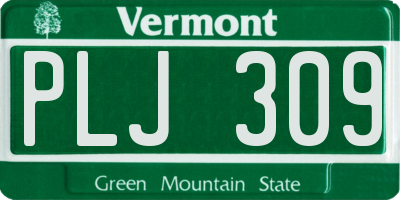 VT license plate PLJ309