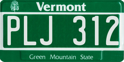 VT license plate PLJ312