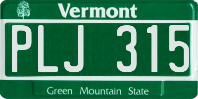 VT license plate PLJ315