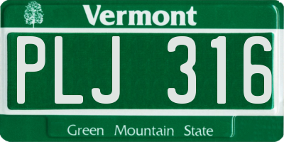 VT license plate PLJ316