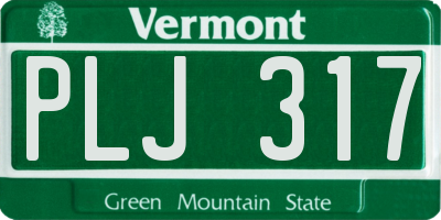 VT license plate PLJ317
