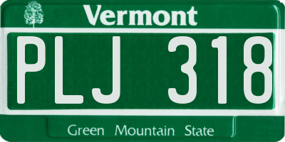 VT license plate PLJ318