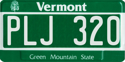 VT license plate PLJ320