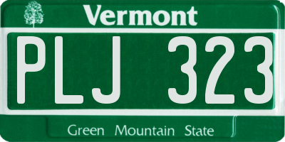 VT license plate PLJ323