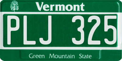 VT license plate PLJ325