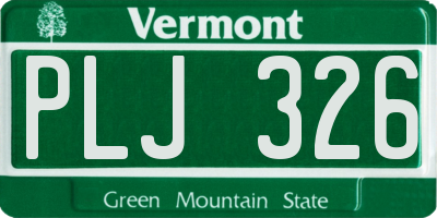 VT license plate PLJ326