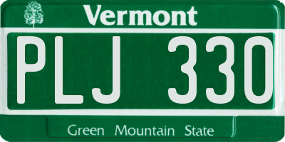 VT license plate PLJ330