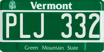 VT license plate PLJ332