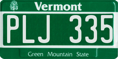 VT license plate PLJ335