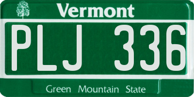 VT license plate PLJ336