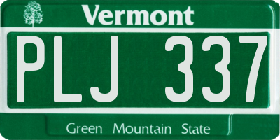 VT license plate PLJ337