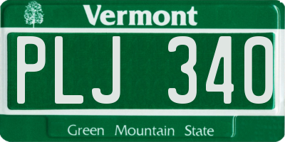 VT license plate PLJ340