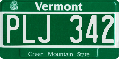 VT license plate PLJ342