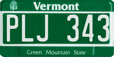 VT license plate PLJ343