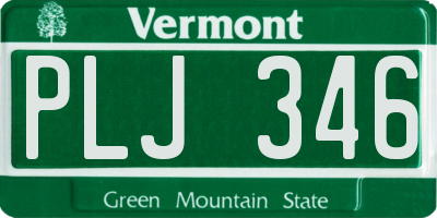 VT license plate PLJ346