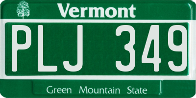 VT license plate PLJ349
