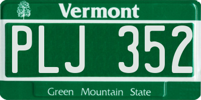 VT license plate PLJ352