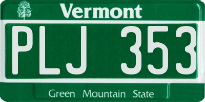 VT license plate PLJ353