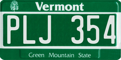 VT license plate PLJ354