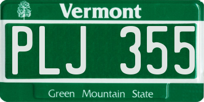 VT license plate PLJ355