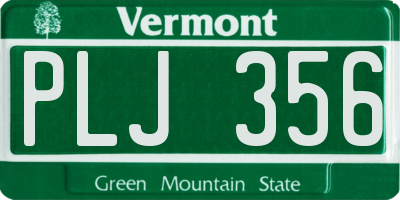 VT license plate PLJ356