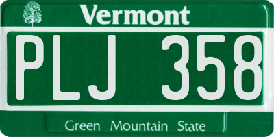 VT license plate PLJ358