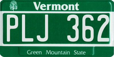 VT license plate PLJ362