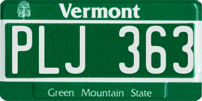 VT license plate PLJ363