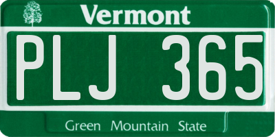 VT license plate PLJ365
