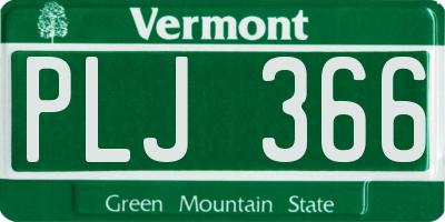 VT license plate PLJ366