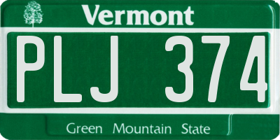 VT license plate PLJ374