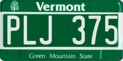 VT license plate PLJ375
